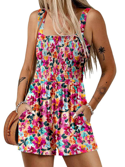 💃Női nyári szögletes nyakú, ujjatlan, laza, alkalmi, rövid Jumpsuit ✨💃✨