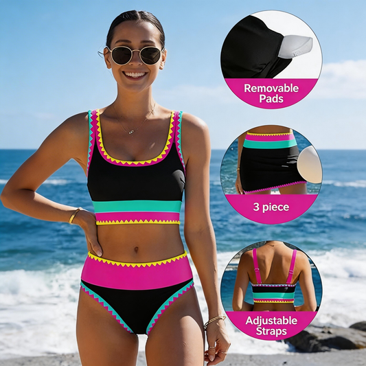 🏖️ Tavaszi újdonság: Színpompás Bikini – Színblokkos és Patchwork