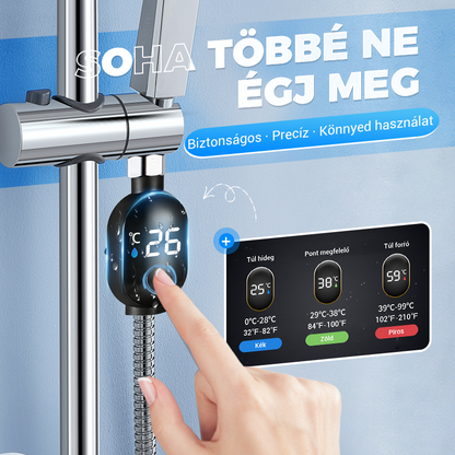 🌡️ Valós idejű hőmérséklet-kijelzés, személyre szabott, spa-szintű fürdőszobai élményt teremtve🚿