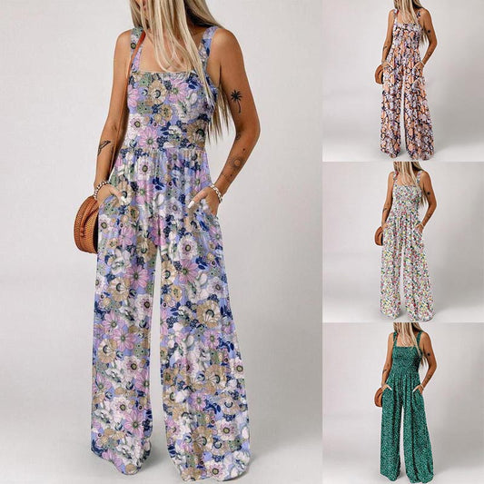 【S-2XL】🦋Női alkalmi nyomtatás ujjatlan overáll Jumpsuitok