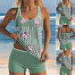 👙🏖️ Szexi Mintás Tank Top & Rövidnadrág Kétrészes Fürdőruha 🌞