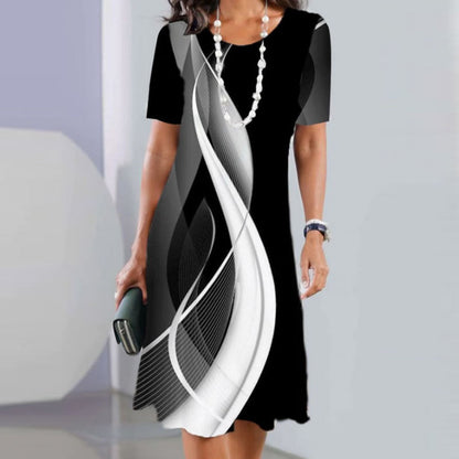 💃Női alkalmi ruhák 3D nyomtatással és kerek nyakkivágással