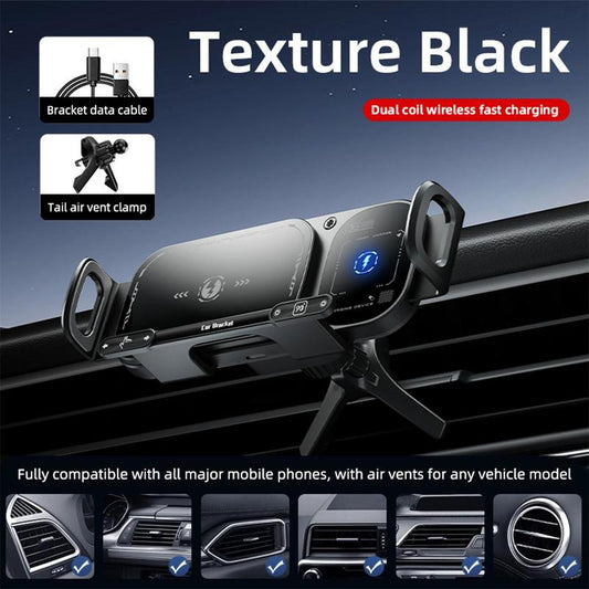 📱15 W-os vezeték nélküli gyorstöltő autós telefontartó, összecsukható és standard okostelefonokhoz alkalmas🚗