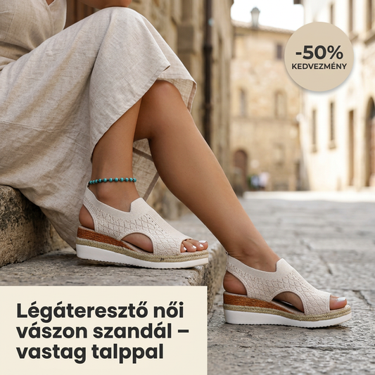 👡☀️ Légáteresztő Vászon Szandál Vastag Talppal: Nyári Kényelem és Divatos Megjelenés! 🛍️