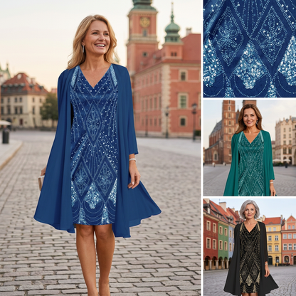 【M-3XL】💞Női ruha + hosszú kabát szett