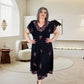 Plus Size V-nyakkivágású V-nyakkivágású áramló midi ruha