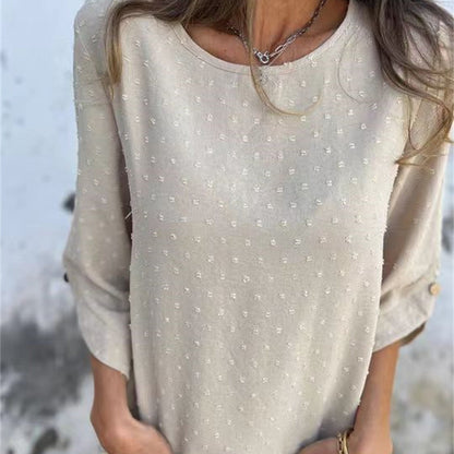 2025 Női alkalmi kerek nyakú Jacquard Top