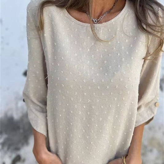 2025 Női alkalmi kerek nyakú Jacquard Top