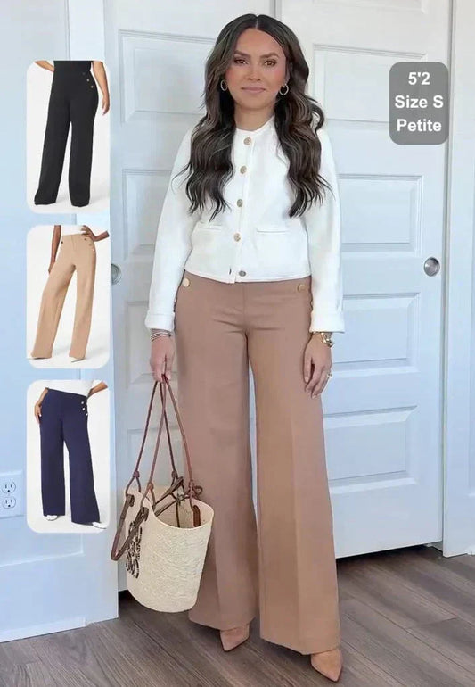 🔥 Női magas derekú, bő szárú, laza nadrág széles szárral