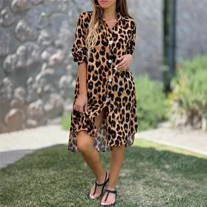 😍Túlméretezett leopárd mintás ing ruha