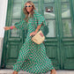 💖 Női Elegáns Puffos Ujjú Virágos Boho Maxi Ruha 👗