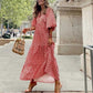 💖 Női Elegáns Puffos Ujjú Virágos Boho Maxi Ruha 👗