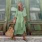 💖 Női Elegáns Puffos Ujjú Virágos Boho Maxi Ruha 👗