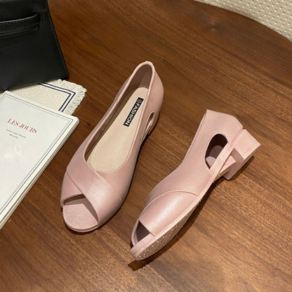 Comfortable Casual Cutout Chunky Heel Shoes