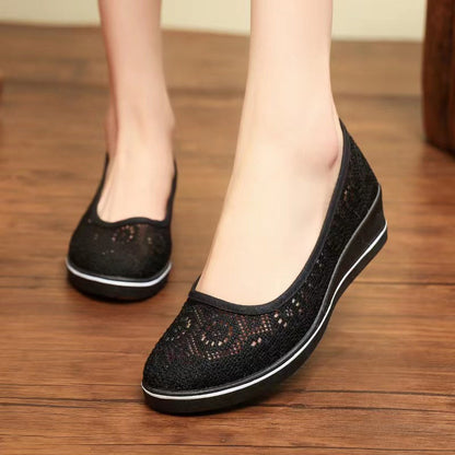 Női lélegző ék ék csúszásmentes alkalmi cipő