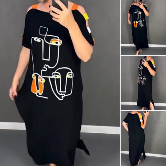 【S-4XL】💟Női divat nyomtatott rövid ujjú ruha