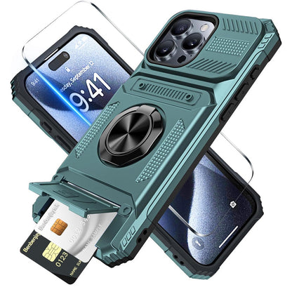 Kártyatartó Heavy Duty Védő tok Ring mágneses Kickstand telefon Cover