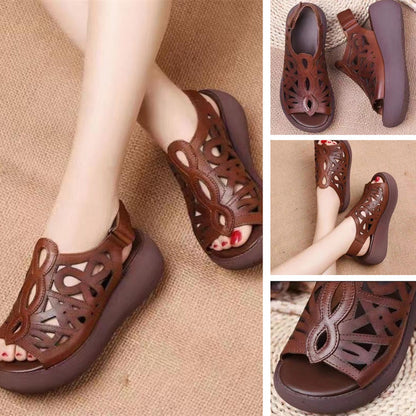 💖Női retro alkalmi könnyűszerkezetes kivágott szandálok