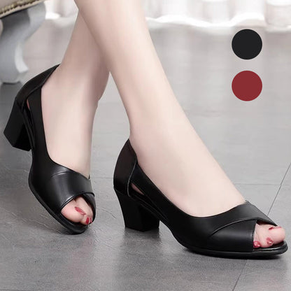 Női elegáns Peep-Toe blokk sarkú szandálok