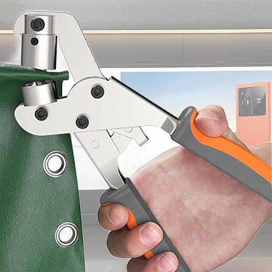 🛠️Lyukasztó és erősítő olló ezüst gombokkal - Ponyva, bőr, sátorhoz.