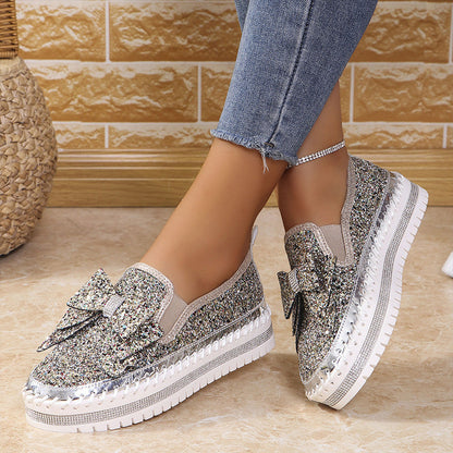 ✨Új termékek az ajánlatban ✨Női Strasszos Slip-On Bow Sneakers cipők
