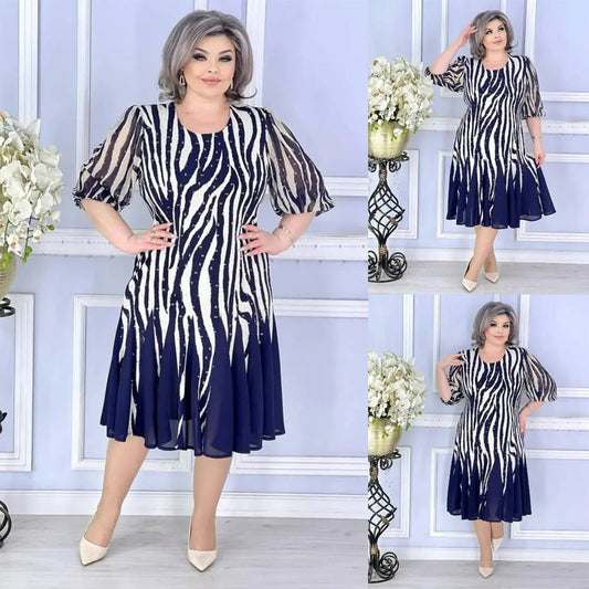 【M-4XL】💃Sima ruha zebramintával