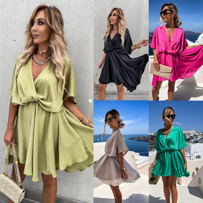 Women's Fluttering Loose Waist Irregular Hem Dresses