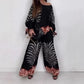 🌴Nyári akciók🌴Női elegáns etnikai stílusú nyomtatott felső széles szárú nadrág szett
