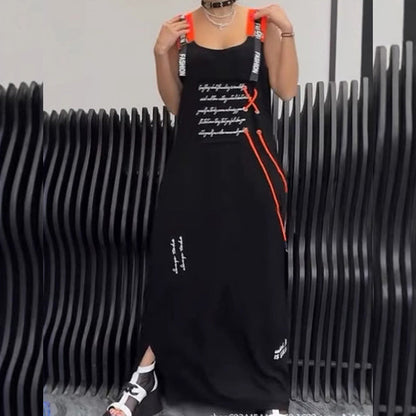 Női alkalmi ujjatlan ruha nyomtatással