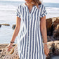 ✨【S-3XL】Női csíkos, gombos ing ruha 👗🍃