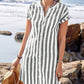 ✨【S-3XL】Női csíkos, gombos ing ruha 👗🍃