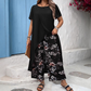 Women's Solid Color Top & Printed Pants Set