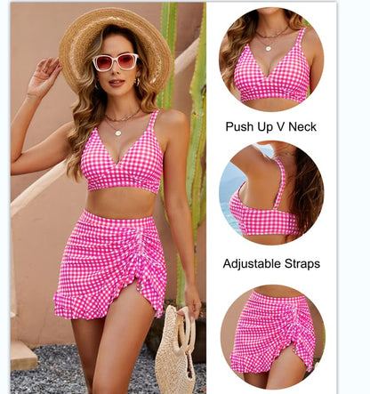 👙Magas derekú Gingham Bikini szett