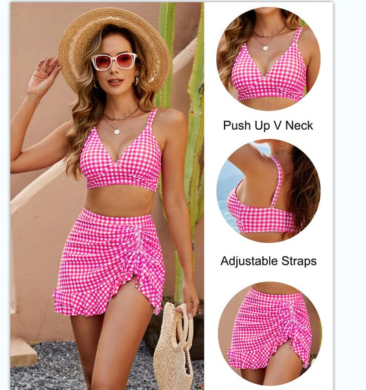 👙Magas derekú Gingham Bikini szett