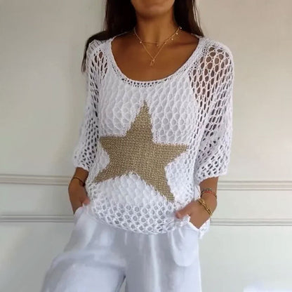 Fashion horgolt hálós női felső