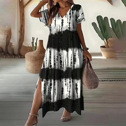 🔥👗【S-4XL】Női alkalmi V-nyakú gradiens női ruhák