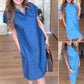 Women's V-Neck Short Sleeve Denim Casual Dress
