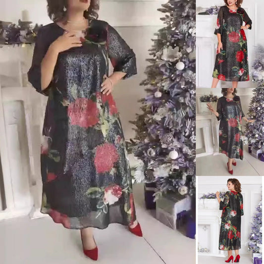 👗【S-4XL】🌸 Női ruha kerek nyakkal és nyomtatással