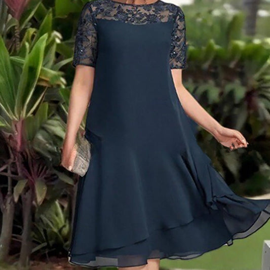 [S-3XL]👗 Női sifon csipke ujjú ruhák