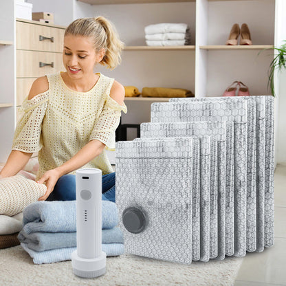 ⚡ Utazási vákuumtároló zsákok és hordozható szivattyú készlet 👕✨