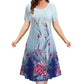 🔥 (S-4XL) 👗🌺 Női alkalmi nyomtatott rövid ujjú ruha