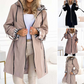 Long Hooded Drawstring Waist-Cinching Zipper Windbreaker