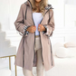 Long Hooded Drawstring Waist-Cinching Zipper Windbreaker