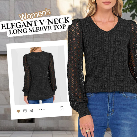 💖 (S-2XL) ✨ Női Elegáns V-nyakú Hosszú Ujjú Felső 💃