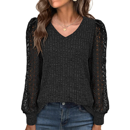 💖 (S-2XL) ✨ Női Elegáns V-nyakú Hosszú Ujjú Felső 💃