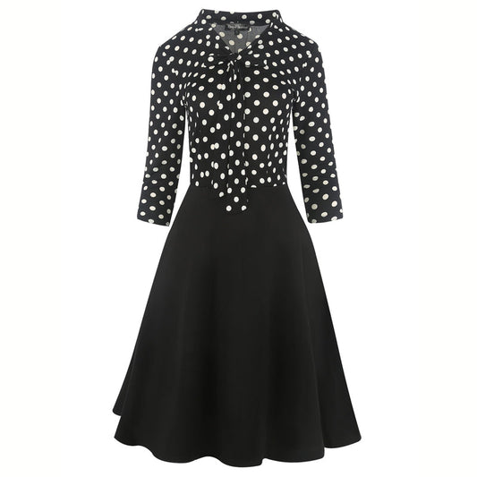 💖 (S-2XL) 🌼 Női elegáns pöttyös midi ruha