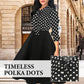 💖 (S-2XL) 🌼 Női elegáns pöttyös midi ruha