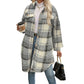 Női alkalmi klasszikus kockás középhosszú kabát