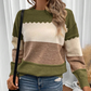 💖 (S-XL) 🌺 Női Színblokkolós Hosszú Ujjú Pulóver