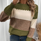 💖 (S-XL) 🌺 Női Színblokkolós Hosszú Ujjú Pulóver